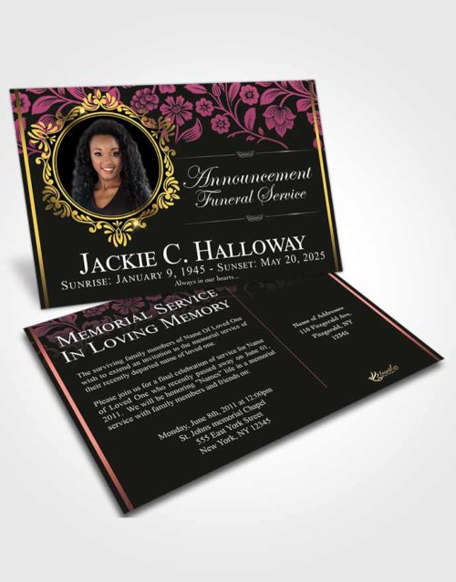 Funeral Announcement Card Template Ambient Astonishment Dark