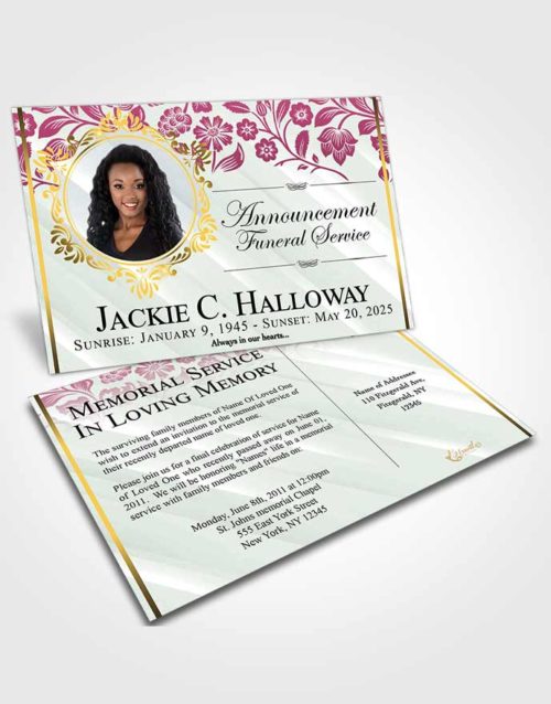 Funeral Announcement Card Template Ambient Astonishment Light