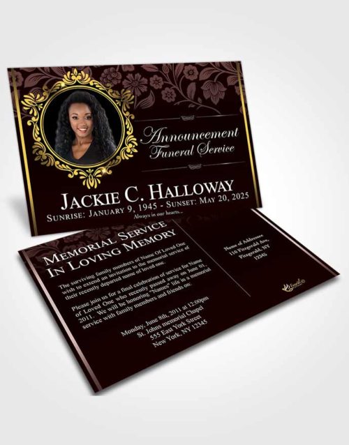 Funeral Announcement Card Template Cool Astonishment Dark