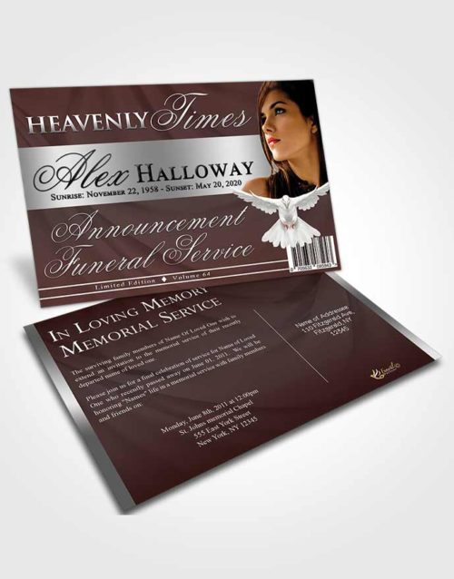 Funeral Announcement Card Template Cool Heavenly Times