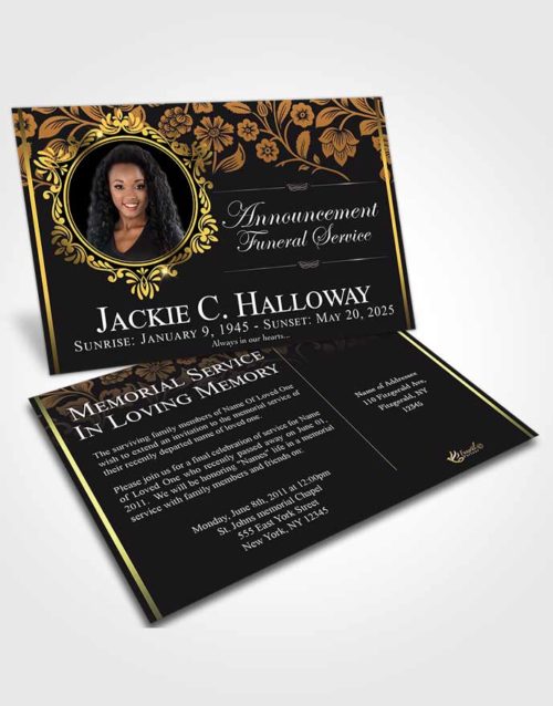Funeral Announcement Card Template Dazzling Astonishment Dark