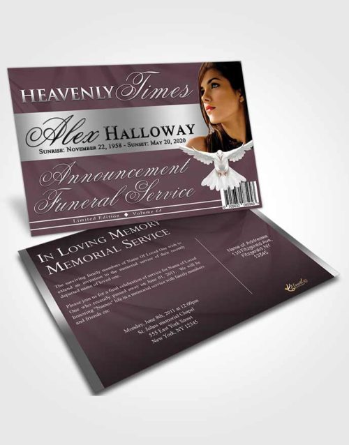 Funeral Announcement Card Template Evening Heavenly Times