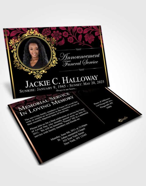 Funeral Announcement Card Template Gentle Astonishment Dark