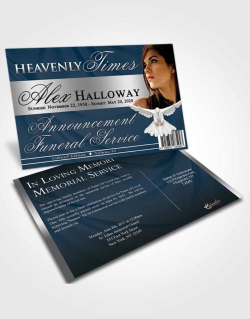 Funeral Announcement Card Template Gentle Heavenly Times