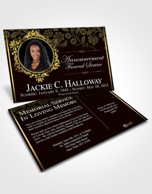 Funeral Announcement Card Template Pacific Astonishment Dark