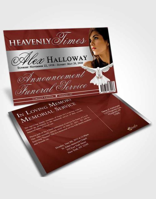 Funeral Announcement Card Template Perfect Heavenly Times