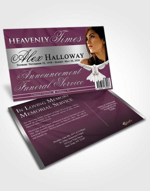 Funeral Announcement Card Template Serene Heavenly Times