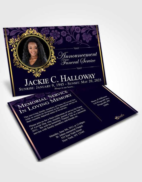 Funeral Announcement Card Template Smooth Astonishment Dark