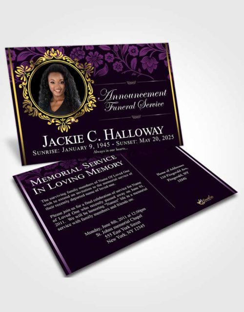 Funeral Announcement Card Template Soothing Astonishment Dark