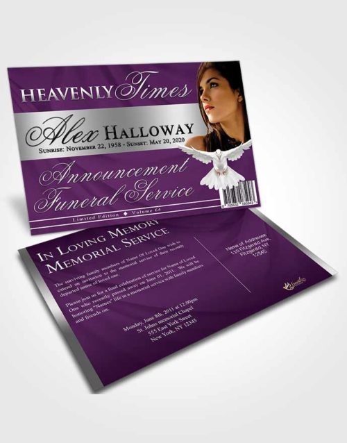 Funeral Announcement Card Template Soothing Heavenly Times