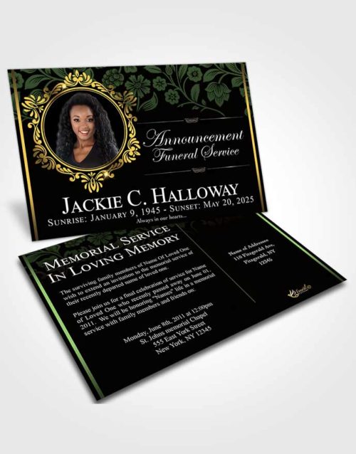 Funeral Announcement Card Template Spring Astonishment Dark