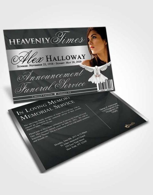 Funeral Announcement Card Template Tasteful Heavenly Times