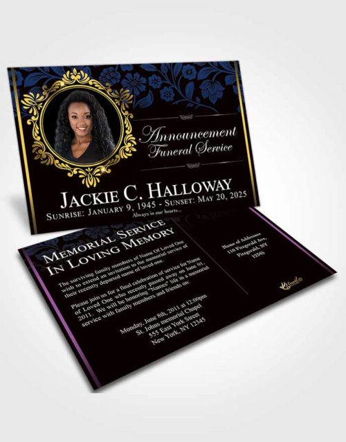 Funeral Announcement Card Template Tranquil Astonishment Dark