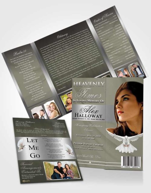 Obituary Funeral Template Gatefold Memorial Brochure Collected Heavenly Times