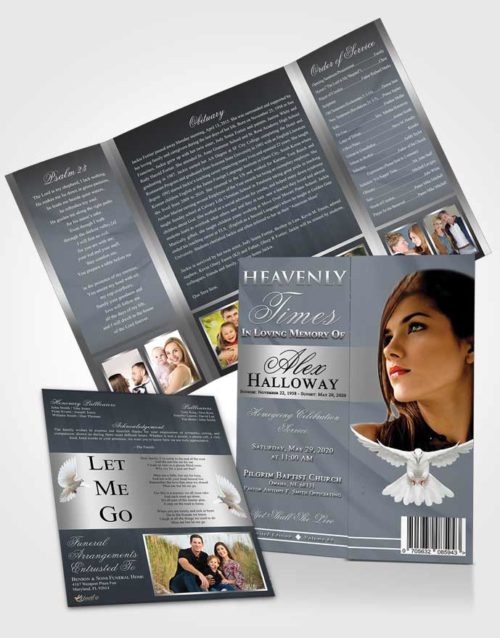 Obituary Funeral Template Gatefold Memorial Brochure Humble Heavenly Times