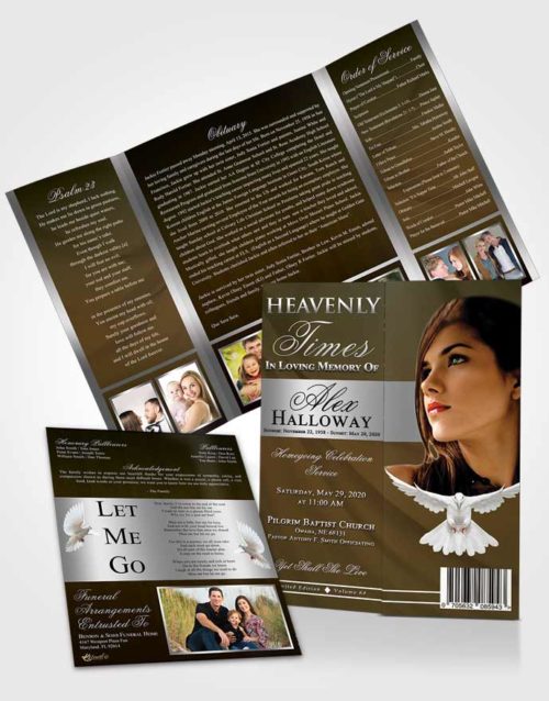 Obituary Funeral Template Gatefold Memorial Brochure Pacific Heavenly Times