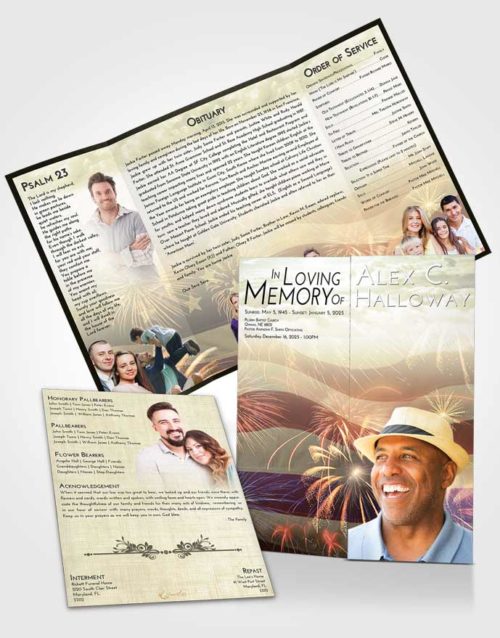 Obituary Funeral Template Gatefold Memorial Brochure At Dusk American Patriot
