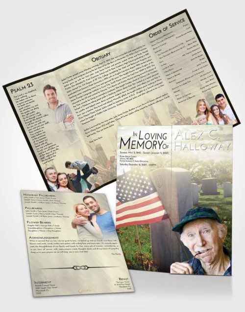 Obituary Funeral Template Gatefold Memorial Brochure At Dusk American Smile