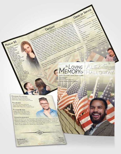 Obituary Funeral Template Gatefold Memorial Brochure At Dusk American Victory