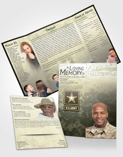 Obituary Funeral Template Gatefold Memorial Brochure At Dusk Army Duty