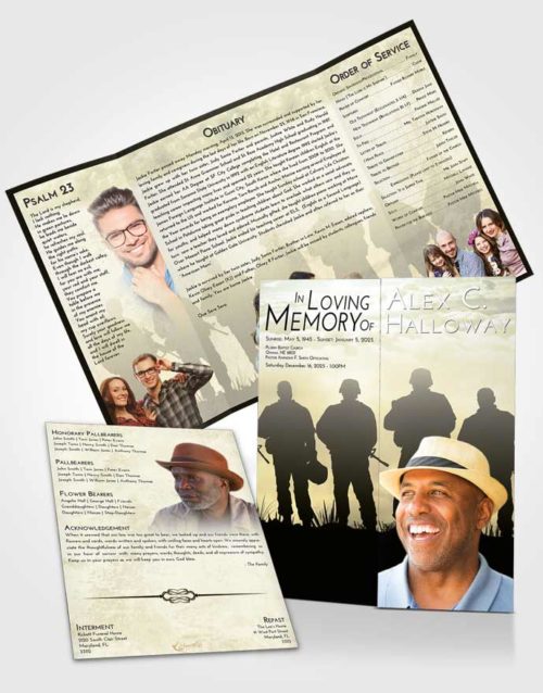 Obituary Funeral Template Gatefold Memorial Brochure At Dusk Army Faith