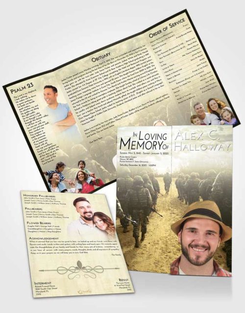 Obituary Funeral Template Gatefold Memorial Brochure At Dusk Army March