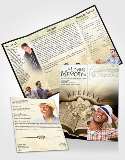 Obituary Funeral Template Gatefold Memorial Brochure At Dusk Bible Belief