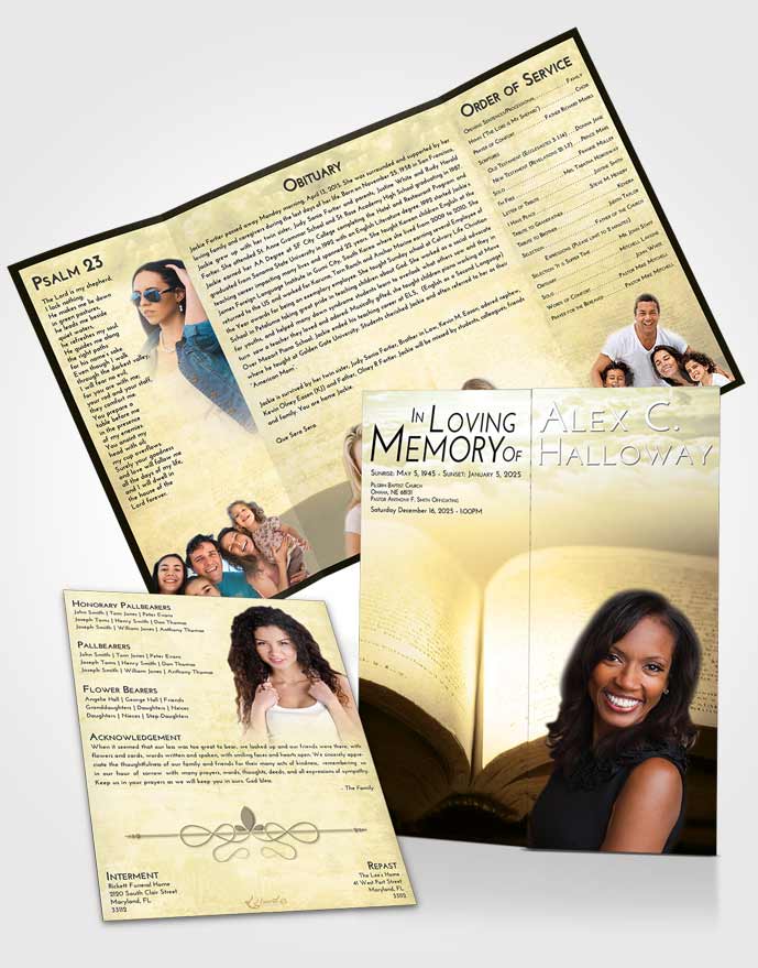 Obituary Funeral Template Gatefold Memorial Brochure At Dusk Bible