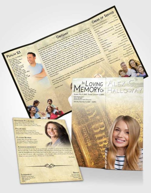Obituary Funeral Template Gatefold Memorial Brochure At Dusk Bible Grace