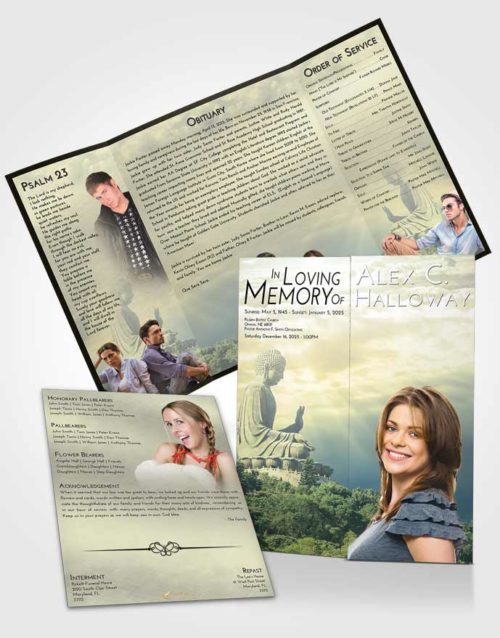 Obituary Funeral Template Gatefold Memorial Brochure At Dusk Buddha Surprise