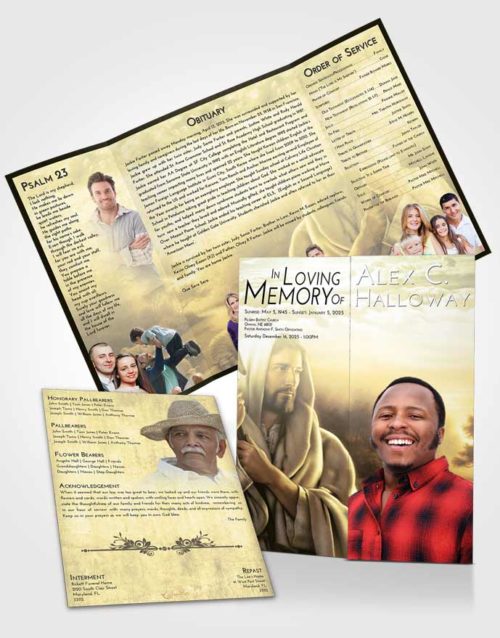 Obituary Funeral Template Gatefold Memorial Brochure At Dusk Faith in Jesus