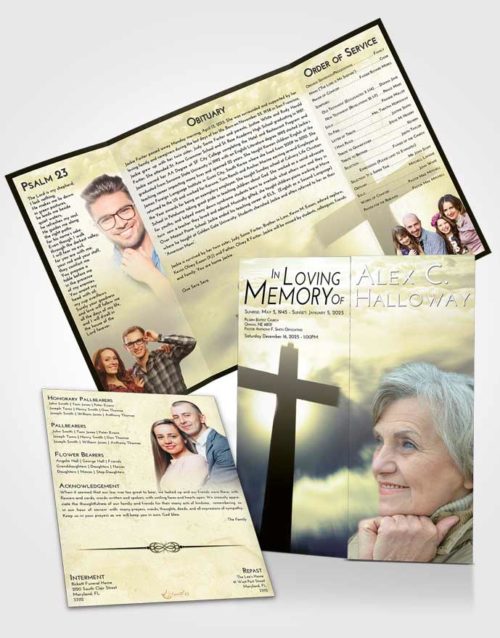 Obituary Funeral Template Gatefold Memorial Brochure At Dusk Faith in the Cross