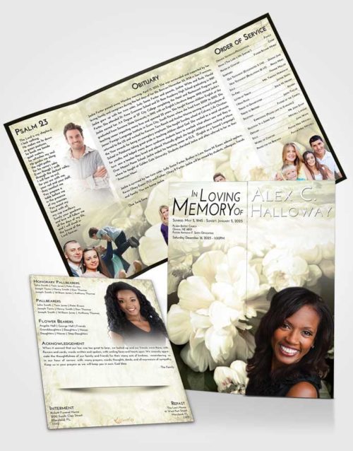 Obituary Funeral Template Gatefold Memorial Brochure At Dusk Floral Mist