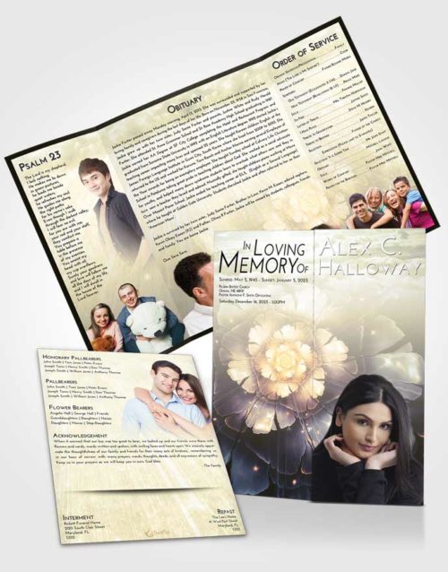 Obituary Funeral Template Gatefold Memorial Brochure At Dusk Floral Secret