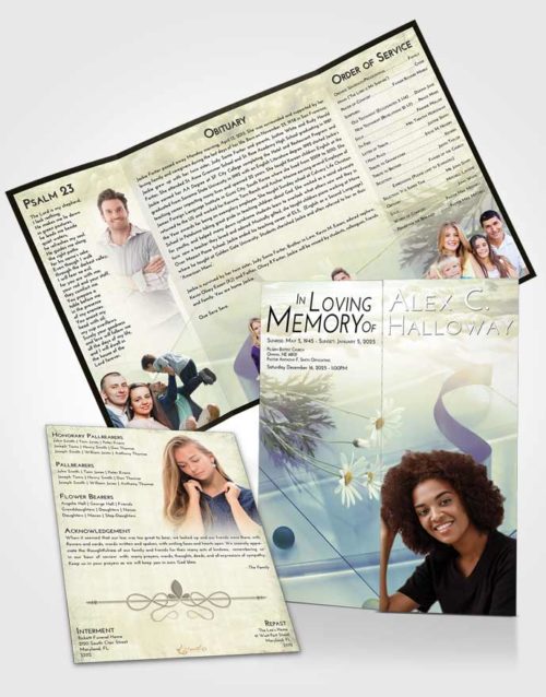 Obituary Funeral Template Gatefold Memorial Brochure At Dusk Floral Style