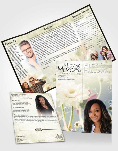 Obituary Funeral Template Gatefold Memorial Brochure At Dusk Floral Tranquility