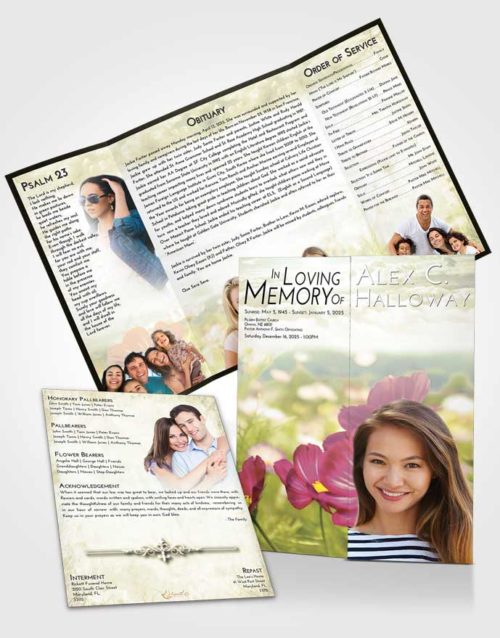Obituary Funeral Template Gatefold Memorial Brochure At Dusk Floral Whispers