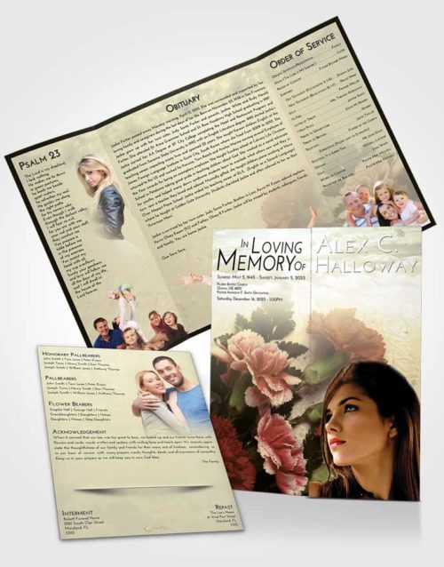 Obituary Funeral Template Gatefold Memorial Brochure At Dusk Flower Magic