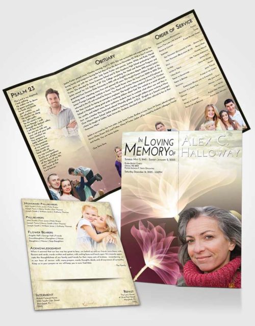 Obituary Funeral Template Gatefold Memorial Brochure At Dusk Flower Peace