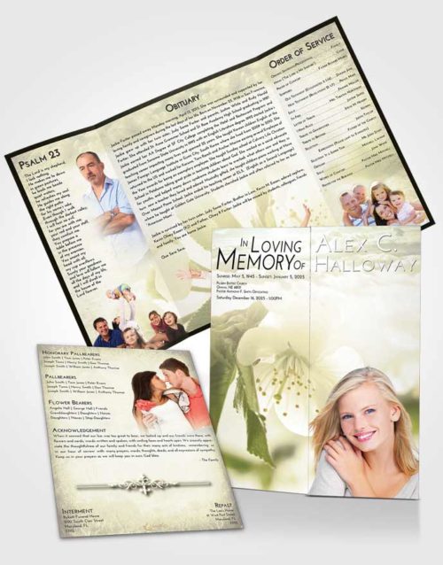 Obituary Funeral Template Gatefold Memorial Brochure At Dusk Flower of the Plume