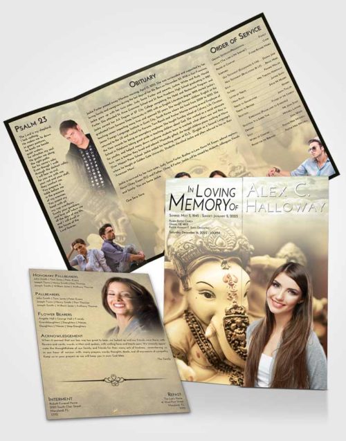 Obituary Funeral Template Gatefold Memorial Brochure At Dusk Ganesha Desire