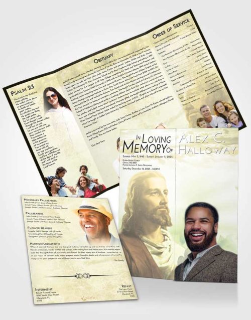 Obituary Funeral Template Gatefold Memorial Brochure At Dusk Gaze of Jesus