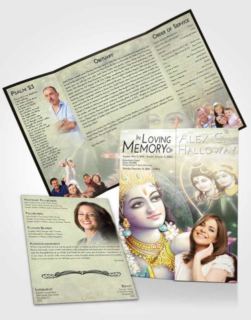 Obituary Funeral Template Gatefold Memorial Brochure At Dusk Hindu Majesty