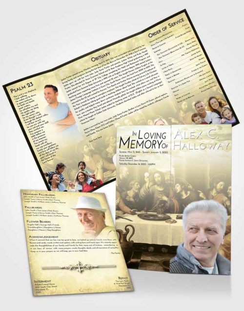 Obituary Funeral Template Gatefold Memorial Brochure At Dusk Jesus Last Supper