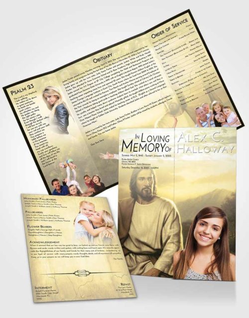Obituary Funeral Template Gatefold Memorial Brochure At Dusk Jesus Prayers