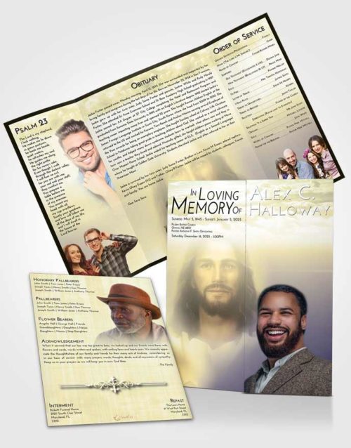 Obituary Funeral Template Gatefold Memorial Brochure At Dusk Jesus in Heaven