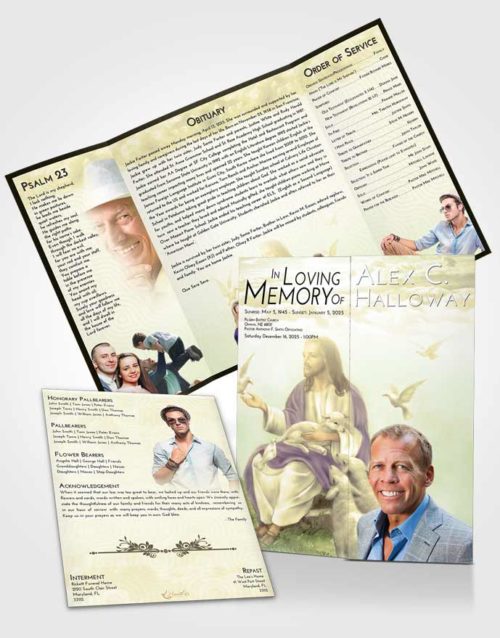 Obituary Funeral Template Gatefold Memorial Brochure At Dusk Jesus in the Sky