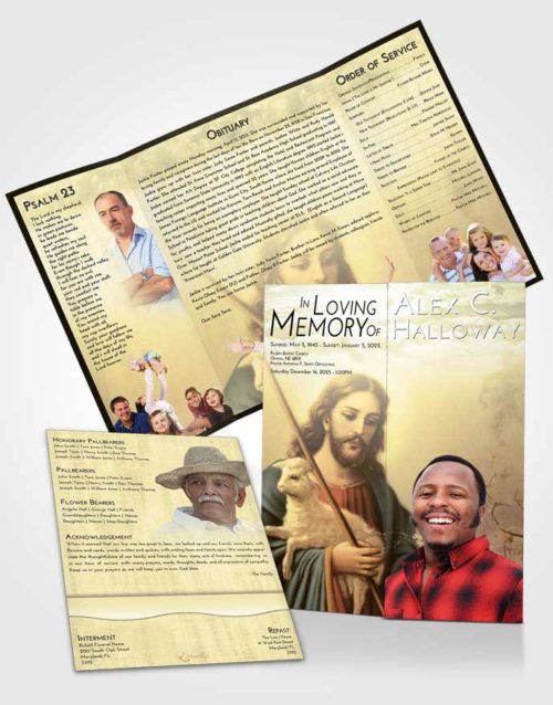 Obituary Funeral Template Gatefold Memorial Brochure At Dusk Jesus the Savior