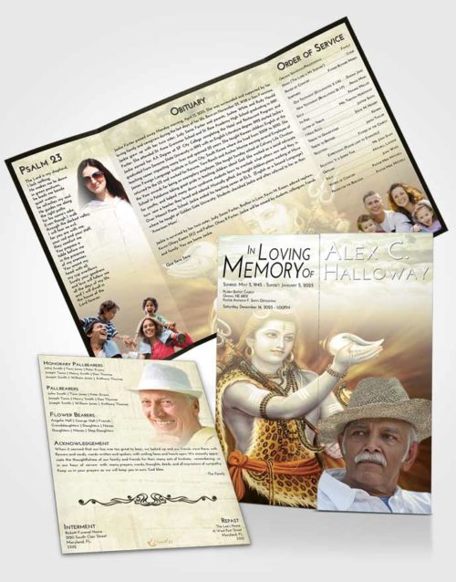 Obituary Funeral Template Gatefold Memorial Brochure At Dusk Lord Shiva Excellence