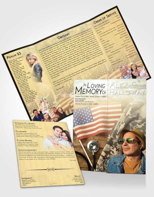 Obituary Funeral Template Gatefold Memorial Brochure At Dusk Military Medical